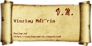 Viszlay Mária névjegykártya